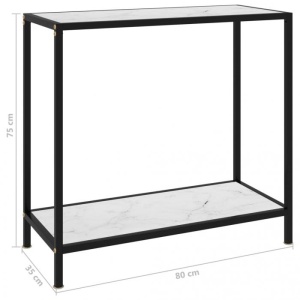 Masă consolă, alb, 80 x 35 x 75 cm, sticlă securizată - Img 5