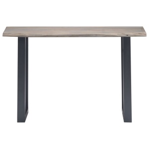 Masă consolă, gri, 115x35x76 cm, lemn masiv de acacia și fier - Img 2