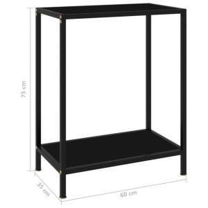 Masă consolă, negru, 60 x 35 x 75 cm, sticlă securizată - Img 5