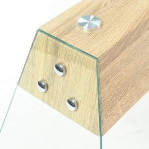 Masă consolă, sticlă și MDF, 120x30x76 cm, culoare stejar - Img 3