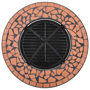 Masă cu vatră de foc, mozaic, cărămiziu, 68 cm, ceramică - Img 7