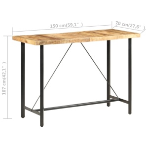 Masă de bar, 150x70x107 cm, lemn de mango nefinisat - Img 6