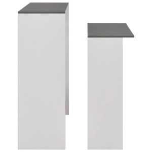 Masă de bar cu 2 blaturi, alb și gri, 130x40x120 cm - Img 5