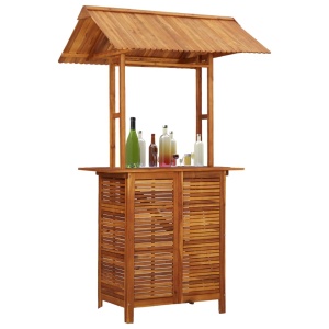 Masă de bar exterior cu acoperiș, 122x106x217 cm, lemn acacia