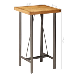 Masă de bar, lemn masiv de tec reciclat, 60 x 60 x 107 cm - Img 11