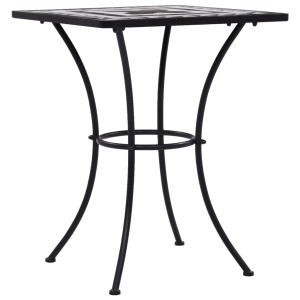 Masă de bistro mozaic, negru și alb, 60 cm, ceramică - Img 2