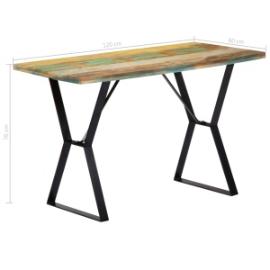 Masă de bucătărie, 120 x 60 x 76 cm, lemn masiv reciclat - Img 7