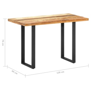 Masă de bucătărie, 120 x 60 x 76 cm, lemn masiv reciclat - Img 6