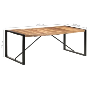 Masă de bucătărie 200x100x75 cm lemn masiv cu finisaj sheesham - Img 5