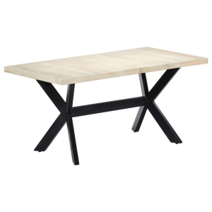 Masă de bucătărie, alb, 160x80x75 cm, lemn masiv de mango - Img 7