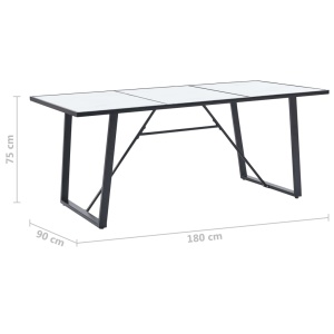 Masă de bucătărie, alb, 180 x 90 x 75 cm, sticlă securizată - Img 5