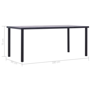 Masă de bucătărie, negru & gri beton, 180 x 90 x 75 cm, MDF - Img 5