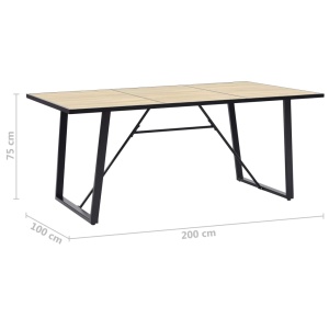 Masă de bucătărie, stejar, 200 x 100 x 75 cm, MDF - Img 5