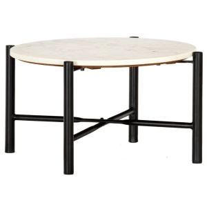 Masă de cafea alb 60x60x35 cm piatră naturală aspect marmură - Img 6