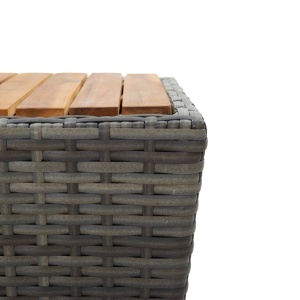 Masă de ceai gri 41,5x41,5x43 cm poliratan lemn masiv acacia - Img 6