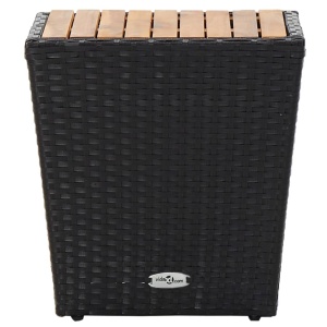 Masă de ceai negru 41,5x41,5x43 cm poliratan lemn masiv acacia - Img 2