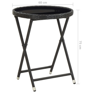 Masă de ceai negru 60 cm poliratan sticlă securizată - Img 5