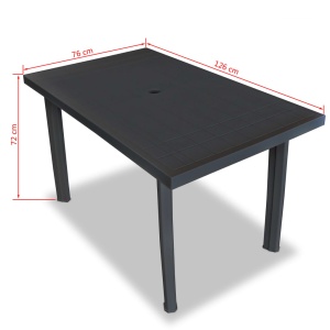 Masă de grădină, antracit, 126 x 76 x 72 cm, plastic - Img 5