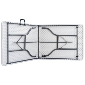 Masă de grădină pliabilă cu 2 bănci, alb, 180 cm, oțel și HDPE - Img 8