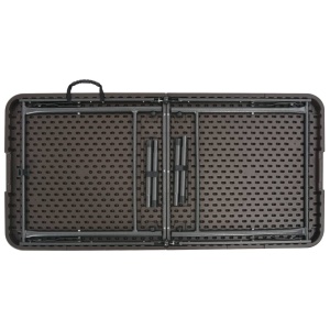 Masă de grădină pliabilă, maro, 120x60x74, HDPE, aspect ratan - Img 4