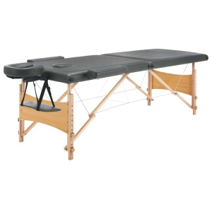 Masă de masaj cu 2 zone, cadru din lemn, antracit, 186 x 68 cm - Img 2