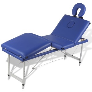 Masă de masaj pliabilă 4 părți cadru din aluminiu Albastru - Img 4