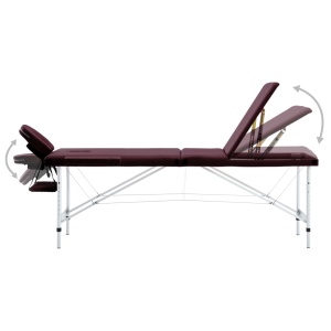 Masă de masaj pliabilă cu 3 zone, violet, aluminiu - Img 3