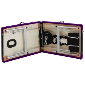 Masă pliabilă de masaj, 2 zone, negru și violet, aluminiu - Img 5