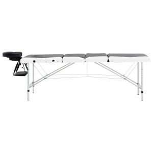 Masă pliabilă de masaj, 4 zone, aluminiu, negru și alb - Img 3