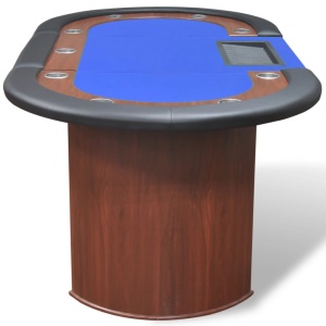 Masă Poker 10 persoane, zonă dealer și suport jetoane, albastru - Img 8