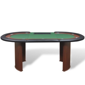 Masă poker 10 persoane, zonă dealer și suport jetoane, verde - Img 3