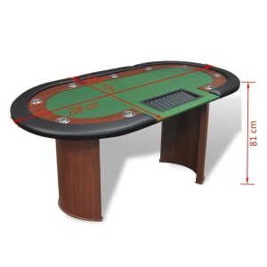 Masă poker 10 persoane, zonă dealer și suport jetoane, verde - Img 9