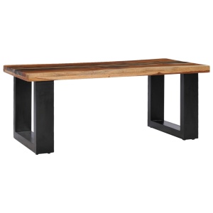 Măsuță de cafea 100x50x40cm lemn masiv de tec și piatră de lavă - Img 10