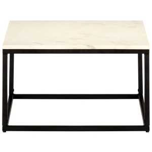 Măsuță de cafea alb 60x60x35 cm piatră naturală aspect marmură - Img 3
