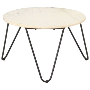 Măsuță de cafea alb 65x65x42 cm piatră naturală aspect marmură - Img 5