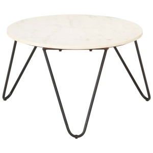 Măsuță de cafea alb 65x65x42 cm piatră naturală aspect marmură - Img 8