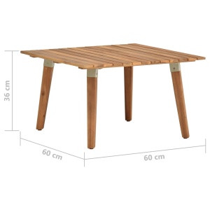 Măsuță de cafea de grădină, 60x60x36 cm, lemn masiv acacia - Img 5