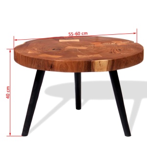 Măsuță de cafea din buștean lemn masiv de acacia (55-60)x40 cm - Img 9