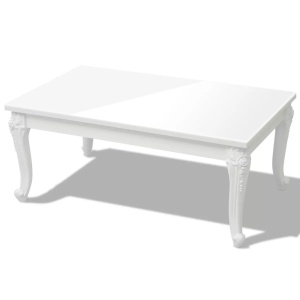 Măsuță de cafea din fibră de sticlă lucioasă 100x60x42 cm albă - Img 2