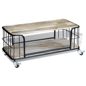 Măsuță de cafea din lemn solid de mango 100x50x35 cm - Img 8