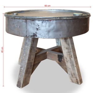 Măsuță de cafea Lemn masiv reciclat 60 x 45 cm Argintiu - Img 7