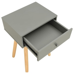 Măsuță noptieră, 2 buc., gri, lemn masiv de pin - Img 6