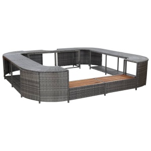 Mobilier de jacuzzi pătrat, gri, 268 x 268 x 55 cm, poliratan