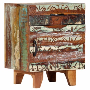 Noptieră sculptată manual, 40 x 30 x 50 cm, lemn masiv reciclat - Img 11