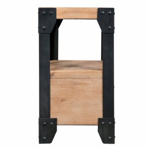 Noptiere, 2 buc., 40 x 30 x 54 cm, lemn masiv de acacia, oțel - Img 4