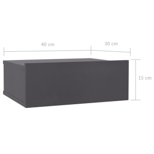 Noptiere suspendate, 2 buc., gri, 40 x 30 x 15 cm, PAL - Img 6