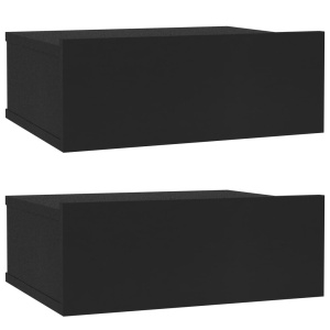 Noptiere suspendate, 2 buc., negru, 40 x 30 x 15 cm, PAL - Img 2