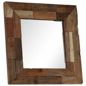 Oglindă, 50 x 50 cm, lemn masiv reciclat - Img 6