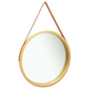 Oglindă de perete cu o curea, 60 cm, auriu - Img 2