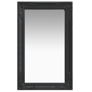 Oglindă de perete in stil baroc, negru, 50 x 80 cm